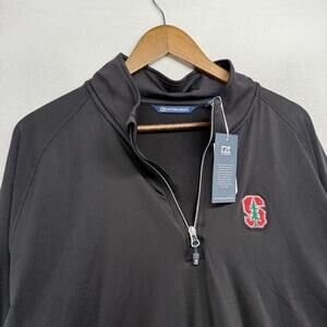 University Quarter Zip Men's 2XT 2XL Tall Black Embroidered Mock Neck Logo NEW